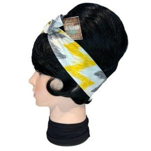 Zig Zag Gray and Yellow Stripe Bandana Tie Headband